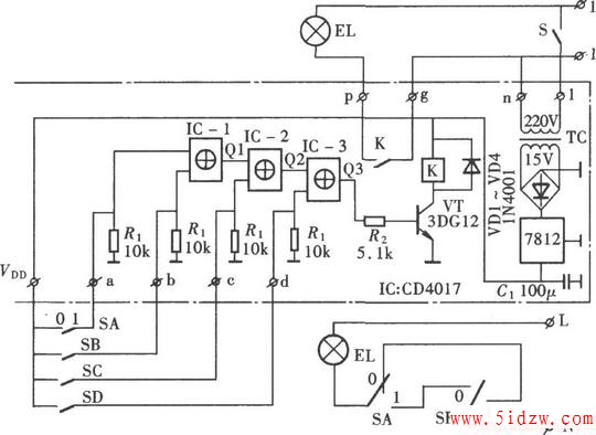 CD4017ɵĵضص㿪ؿƵ·